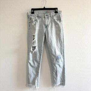 AG Jeans Ex-Boyfriend Slim Distressed Denim Light Wash Jeans‎ Size 27